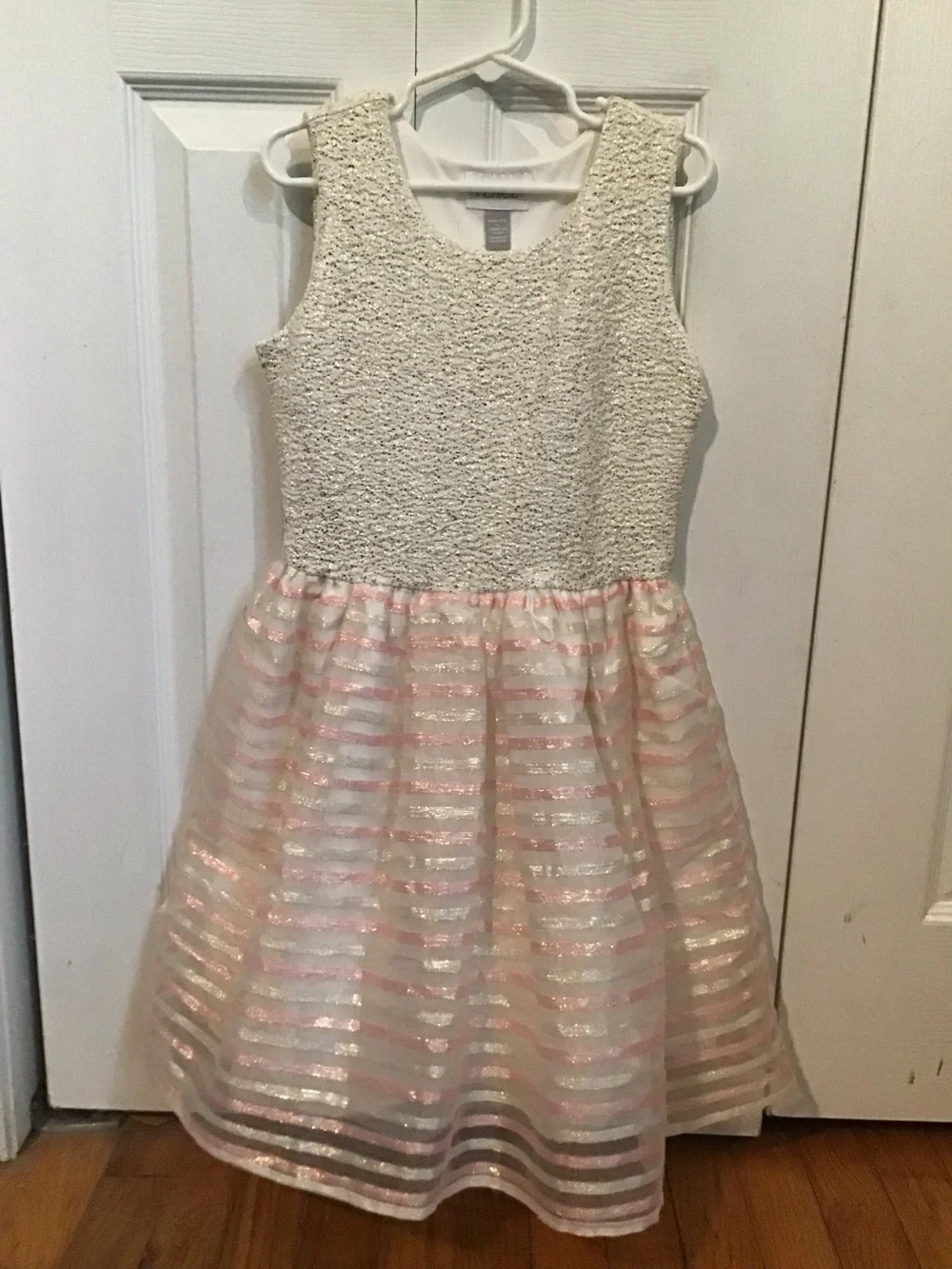 Childrens Place Shimmer Pink White Dress Size M-7/8 Girls